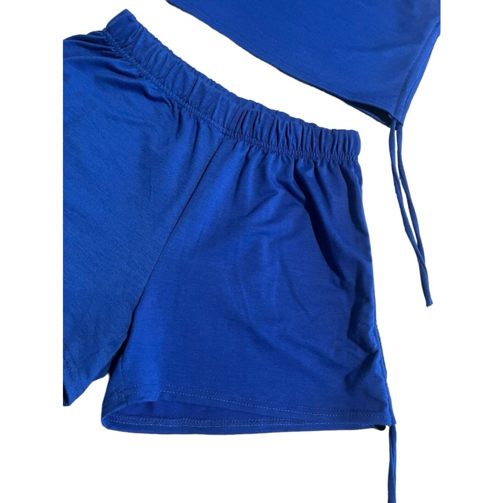 Shein Cretily Two Piece Set Cropped Tank Top and Shorts Womens Extra Large Blue - Picture 6 of 13